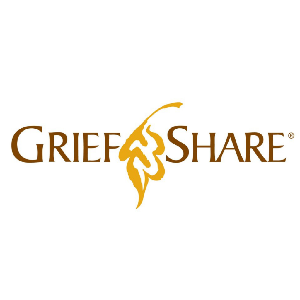 Logo for Grief Share. a wilted leaf.
